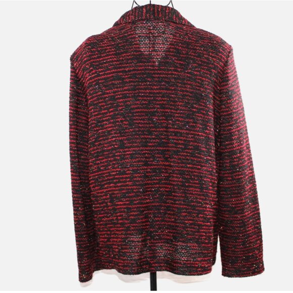 Alfred Dunner Red Black Blazer with Gold Specks Button Front Jacket USA Sz 14 - Picture 8 of 8